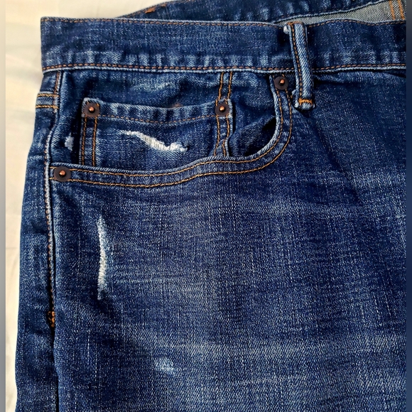 GAP 1969 Indigo Destructed/Repaired Stretch Slim Fit Jeans - 36x32 - Picture 7 of 14